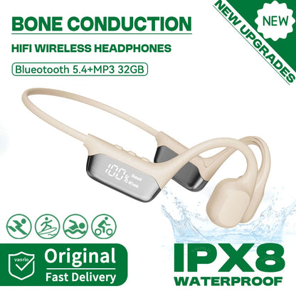 S10 Bluetooth 5.4 True Bone Conduction Headphone HIFI Music Headset 32GB MP3 Player LED Digital Display IPX8 Waterproof For Swim