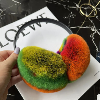 Natural Winter Fur EarMuffs For Women Ear Cover Accessories Real Fur Headphones Warm Earflap Real Rex Rabbit Ear Warmer For Gift
