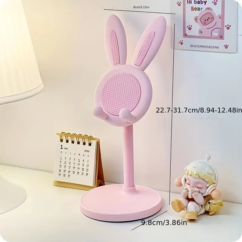 Lazy Stand Cartoon Bunny Phone Holder For iPhone IPad Samsung Cute Rabbit Mobile Phone Stand Desktop Adjustable Telescopic Lift