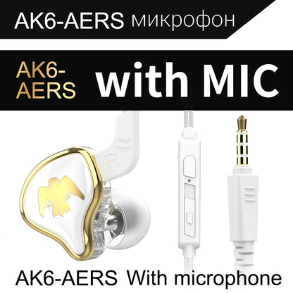 QKZ AK6/AERS/AK6 PRO Wired Headphones Dual Drive HiFi Earphone with Mic 3.5mm Sport Running Music Earbuds Bass Stereo Headset