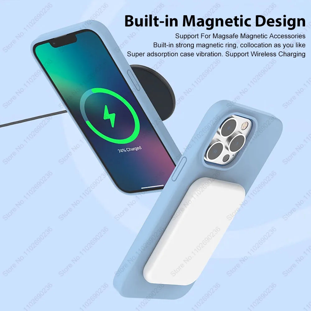 Liquid Silicone For Magsafe Magnetic Case For iPhone 16 15 14 12 11 13 Pro Max 16 Plus Wireless Charging Cover Phone Accessories