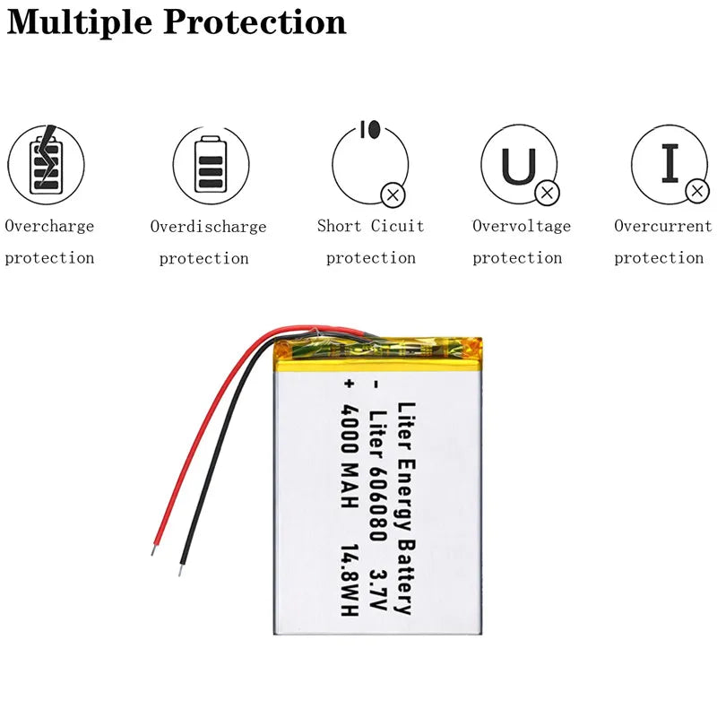 3.7V,4000mAH,606080 Polymer lithium ion / Li-ion battery for TOY,POWER BANK,GPS,mp3,mp4