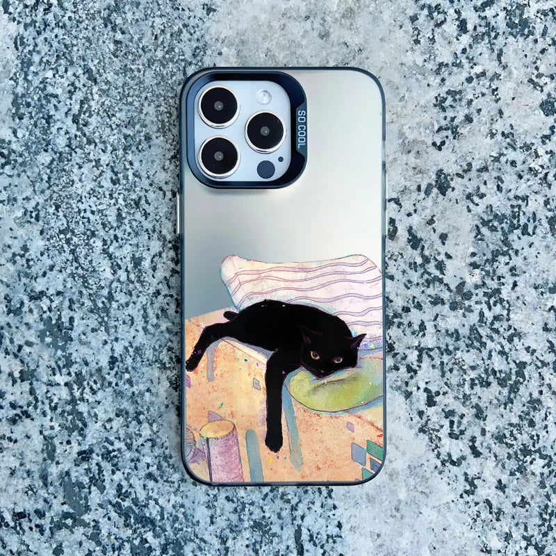 Funny Cat Daily Life Phone Case For iPhone 11 17 12 14 Pro Max Cases 16 13 15 Pro Max 13 Mini 15 Plus Shockproof Laser Covers