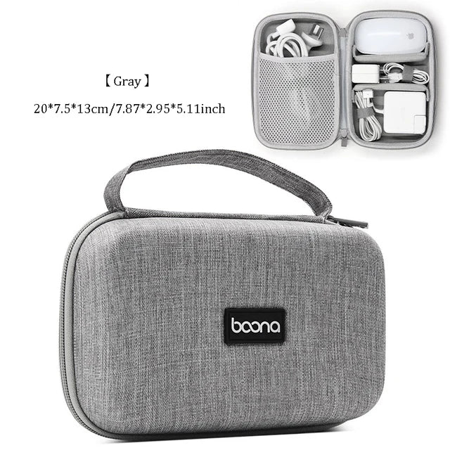 Cable Storage Bag Data Organizer For Notebook Power Bank Charger U Disk Earphones Electronic Accessories Black/Gray