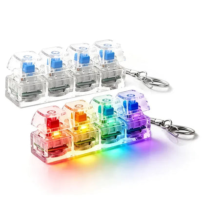 LED Light-Up Keychain Keyboard Clickable Button Fidget Toy for Stress Anxiety Relief Portable Desk Accessory Office Decor Gift