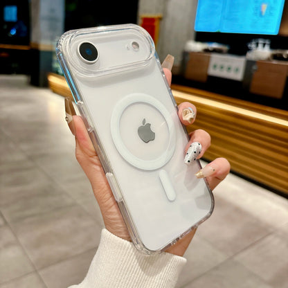 Luxury Clear Magnetic Phone Case for MagSafe for iPhone 17 16 Plus Pro Max Case Wireless Charging Cover With Camera Touch Button