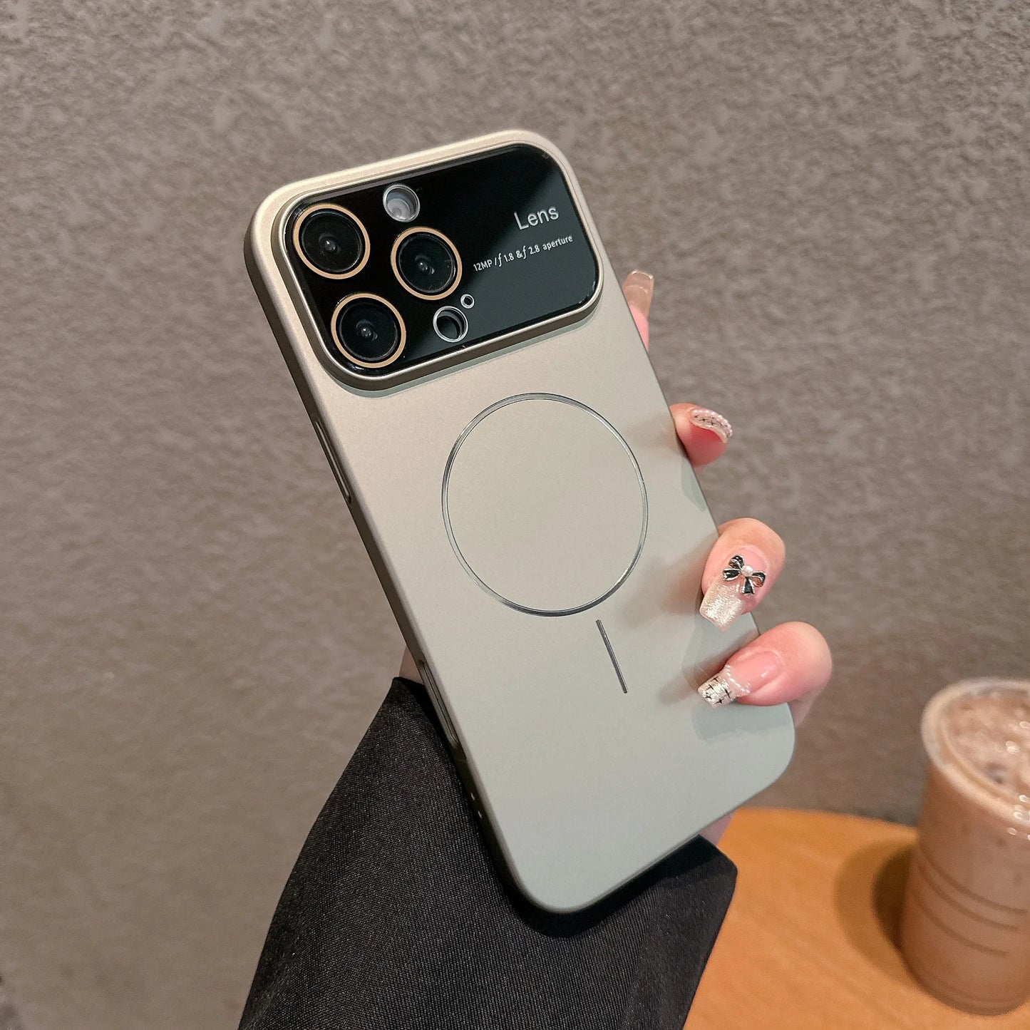 Magnetic Large Window Lens Protection Phone Case For iPhone 11 12 13 14 15 16 17 Pro Max 17 Air PC Thin Circle Hard Phone Cover