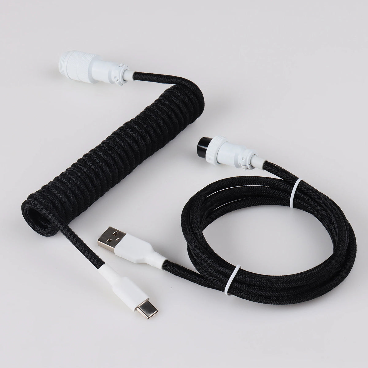 LANO Custom Paracord Coiled Mechanical Keyboard Type C Data Spring Cable GX16 Aviator Coil Spiral Usb C for Gaming Coiled Cable