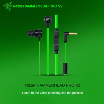 Razer HAMMERHEAD PRO V2 Headphones 3.5mm Wired Portable Stereo Music Bass In-Ear Sports Earphones with Mic Handsfree Call Phone