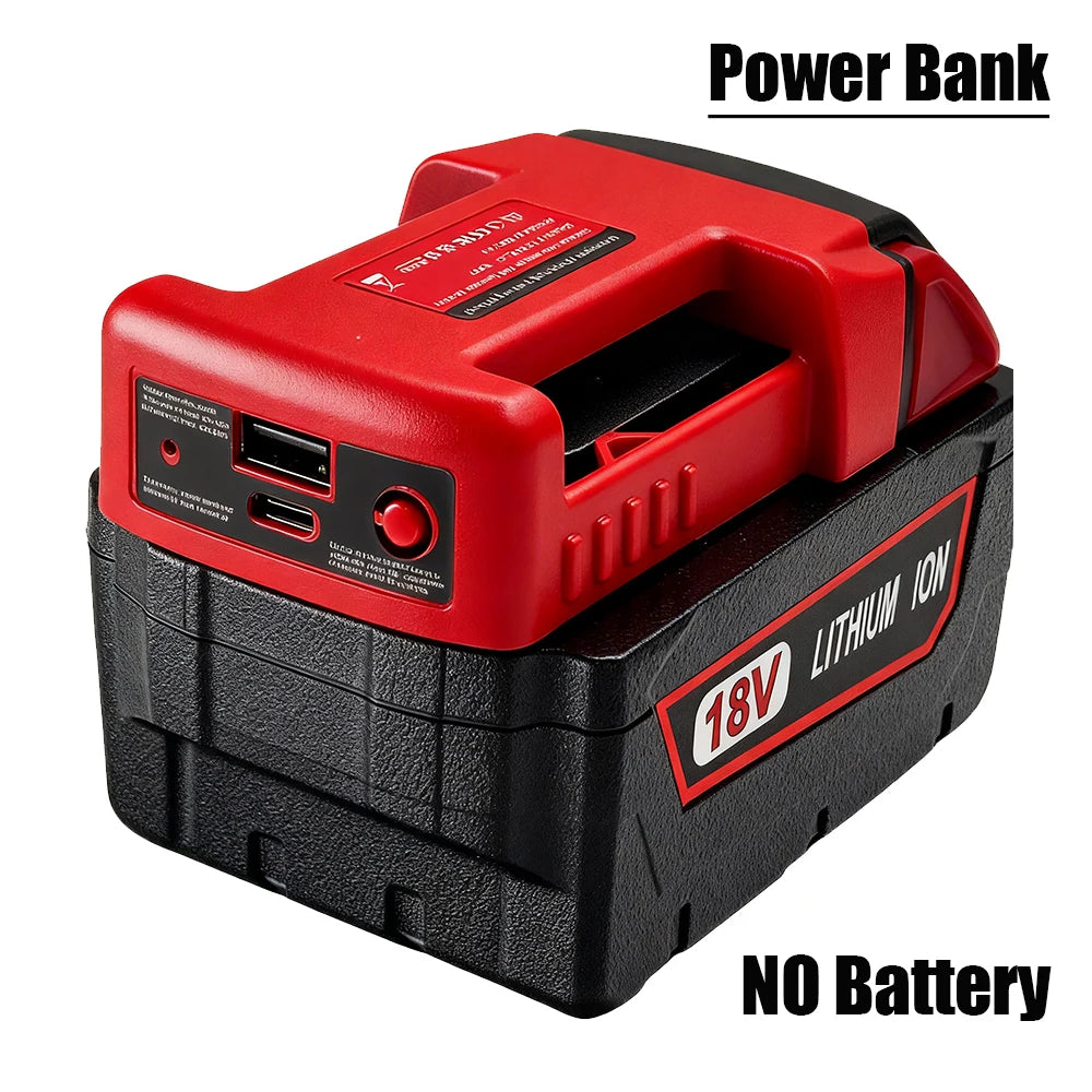 NEW Power Bank Charger For Milwaukee 18V Lithium Battery With USB With Type-C for Laptop Mobile Phone Charging(NO Battery)