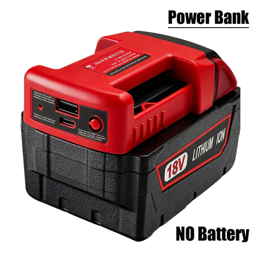 NEW Power Bank Charger For Milwaukee 18V Lithium Battery With USB With Type-C for Laptop Mobile Phone Charging(NO Battery)