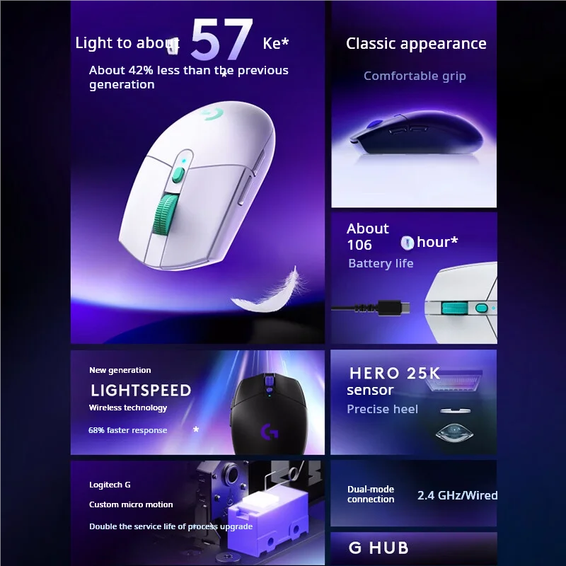 Logitech G304X Wireless Gaming Mouse 57g Lightweight Dual Mode, 6 Programmable Buttons  Long Battery Life for FPS Valorant LOL P