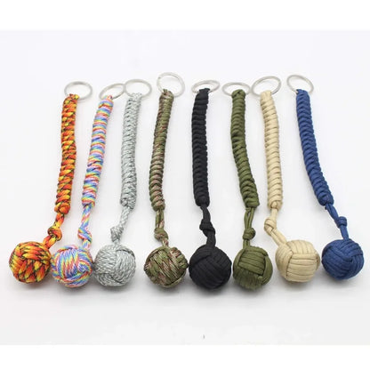 Black Monkey Fist Steel Ball Key Chain for Girls - Outdoor Security Protection Self Defense Lanyard for Bearing Broken Windows