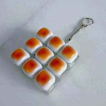 Caramel Bread Stress Relief Keyboard Keychain Backpack Pendant for Office Adult Accessory