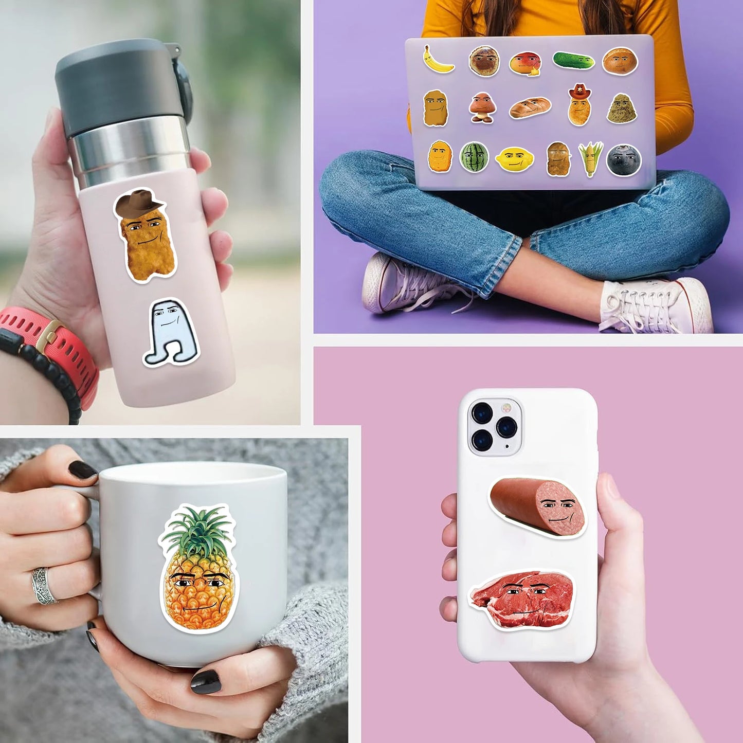 58pcs Robloxs Face -Winning Smile-Chicken Nugget Meme Series Cartoon Waterproof Decorative Water Cup Phone Case Stickers