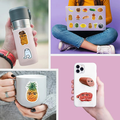 58pcs Robloxs Face -Winning Smile-Chicken Nugget Meme Series Cartoon Waterproof Decorative Water Cup Phone Case Stickers
