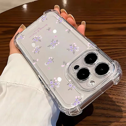 Fashion Purple Flowers Phone Case For Xiaomi Redmi 10 10C 12 12C 13C 9C 9T Note 10 11 12 9S Pro POCO X5 4G 5G Transparent Cover