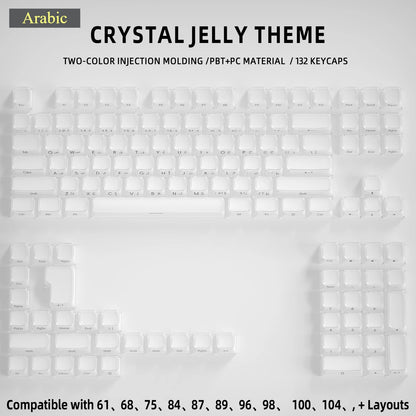 Crystal Jelly Side Front Printed Keycaps for Mechanical Keyboard 60 75 80 100 Layout Key Caps Korean Japanese Русский Arabic