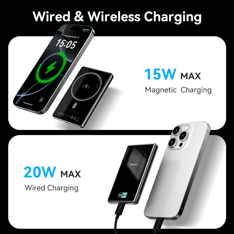 KUULAA Magnetic Power Bank 10000mAh Qi2 PD20W Portable Charger Wireless External Battery for iPhone17 16 15 14 Pro Max Powerbank