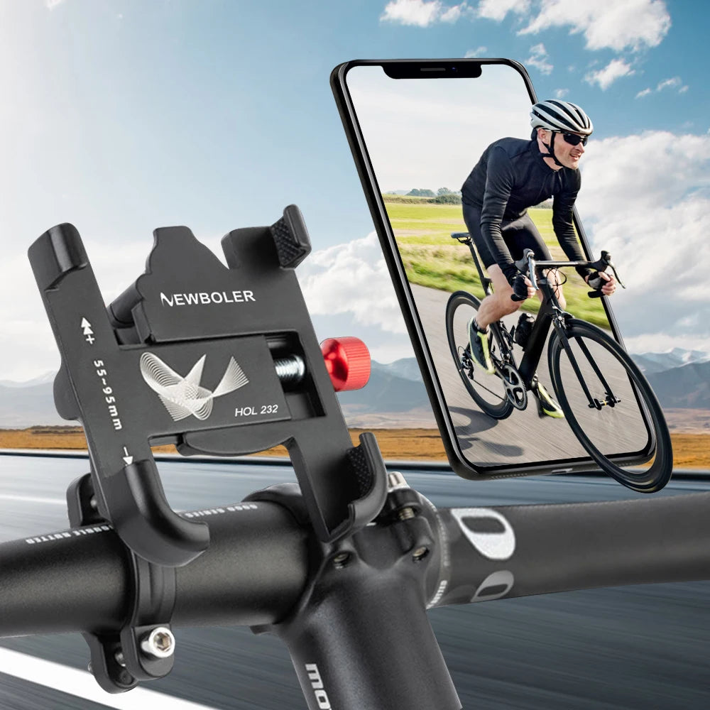 NEWBOLER MTB Phone Mount Stand Bicycle Holder 360° Rotatable Aluminum Adjustable Bike Phone Holder Non-slip Cycling Bracke