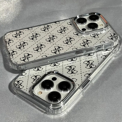 Aurbe Phone Case For iPhone 17 16 15 14 13 12 11 Pro Max 16E Silver lens frame transparent shell Fashion Design G-GuesS Cover