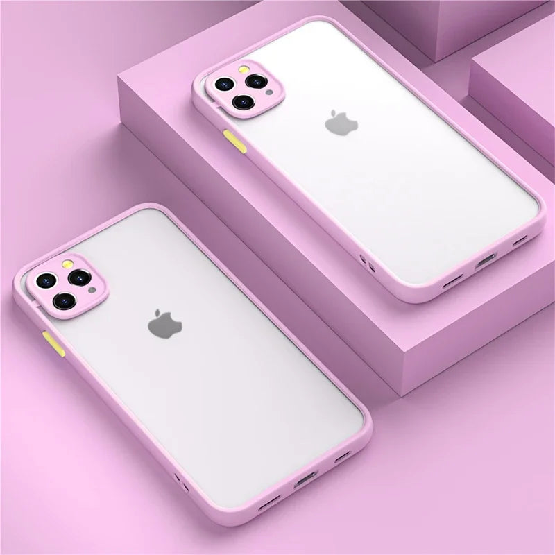 Luxury Matte Transparent Phone Case For iPhone 17 Air 16 E 15 14 13 12 11 Pro Max Plus Mini Silicone Clear Hard PC Back Cover