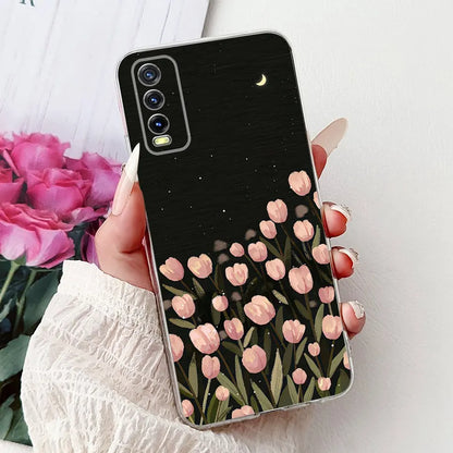 Soft Clear Siliocne Cover For Vivo V2027 V2028 V2029 Phone Case Vivo Y11s Y12s Y20 Y20s Y20i Y20G Cartoon Animals Flower Coque