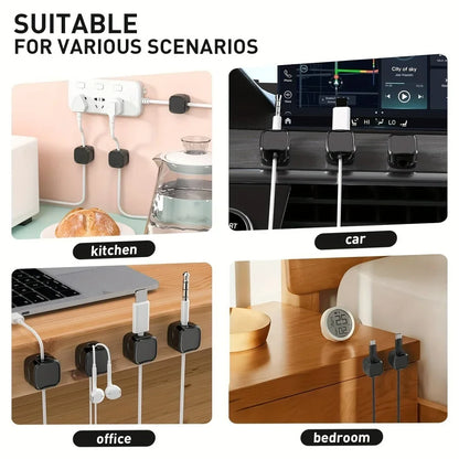 1/3/6/12PCS Magnetic Cable Organizer Clip Cord Holder Adhesive Wire Keeper Organizer for Home Office Under Desk Management