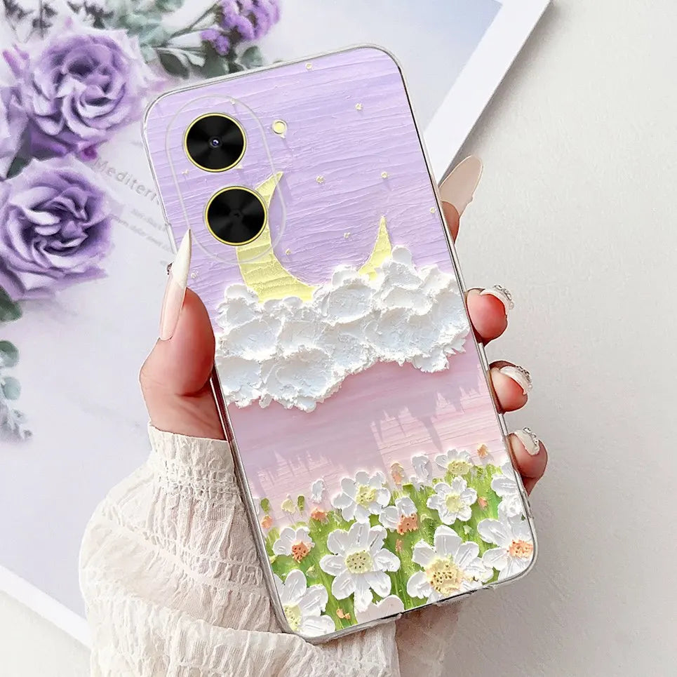 For Cover Xiaomi Redmi A5 4G / Poco C71 Phone Case Colorful Flower Butterfly Love Heart Lxuru Women Fashion Soft Clear Silicone