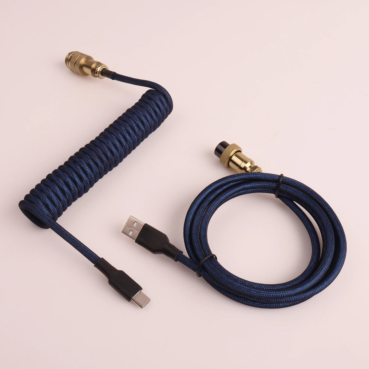 LANO Custom Paracord Coiled Mechanical Keyboard Type C Data Spring Cable GX16 Aviator Coil Spiral Usb C for Gaming Coiled Cable