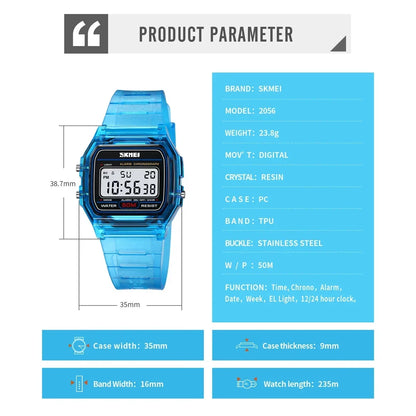 SKMEI 2056 Waterproof Sports Watch for Men Women Electronic Countdown Boy Girl Digital Date Wristwatches Woman Reloj Masculino