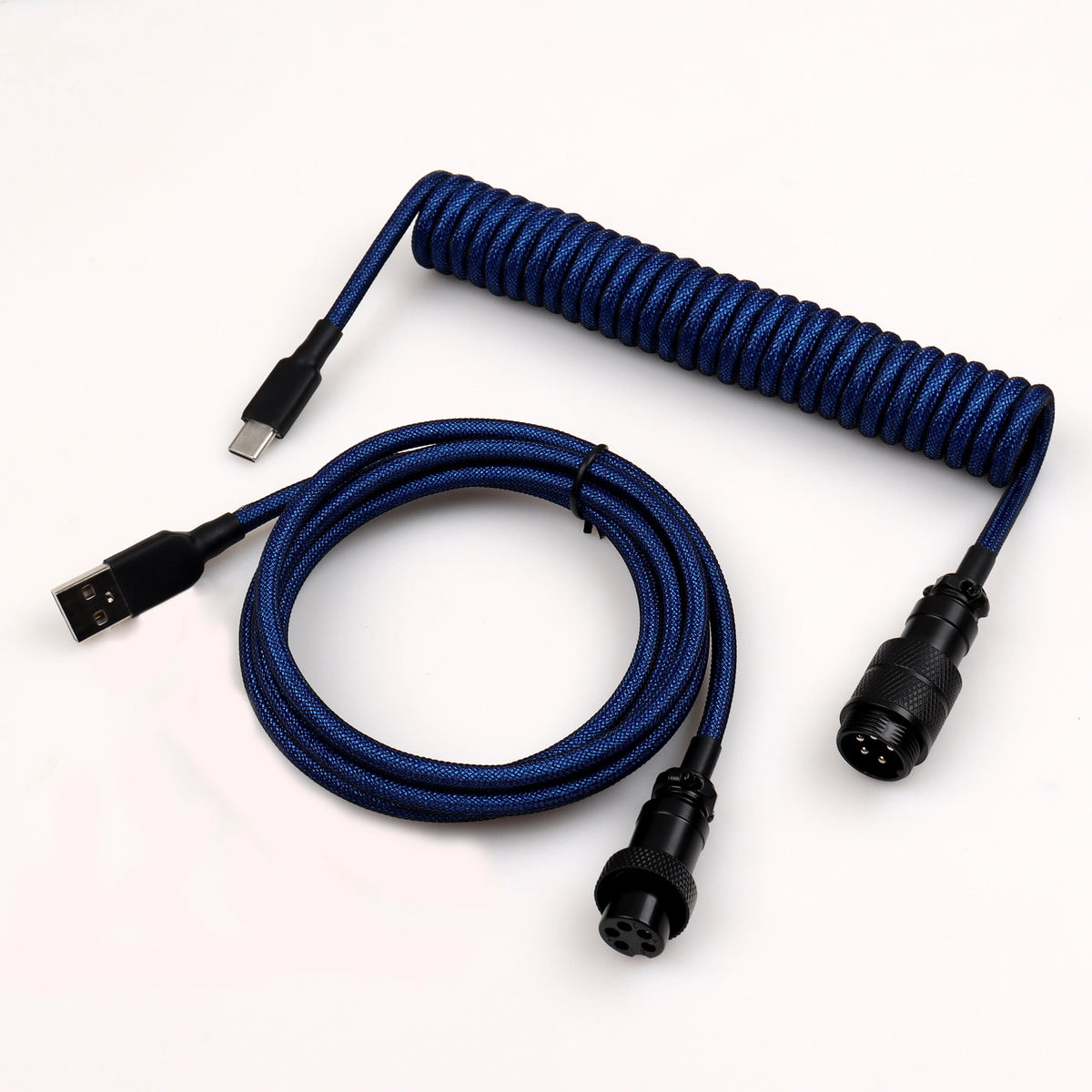 LANO Custom Paracord Coiled Mechanical Keyboard Type C Data Spring Cable GX16 Aviator Coil Spiral Usb C for Gaming Coiled Cable