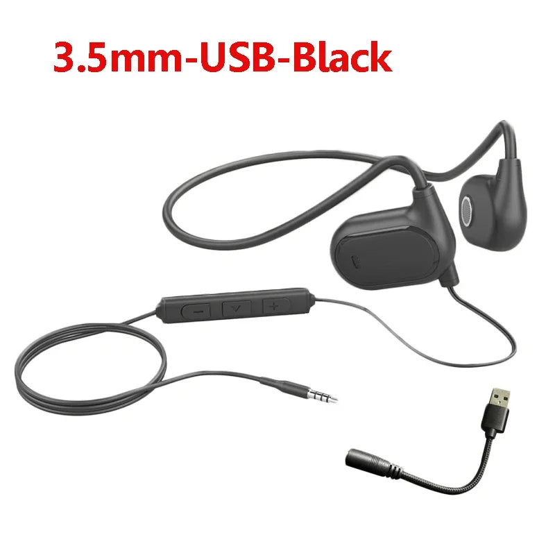 Open Ear Wired Headphones Air Conduction Gaming Headset 3.5mm Type-c USB Plug Stereo Earphones for Computer Laptop Mobile Phone