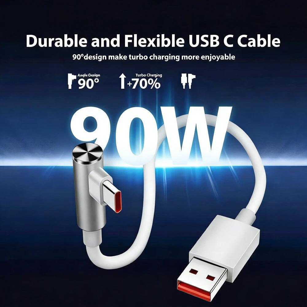 90W Max EU Fast Charger For Xiaomi 13 14 15 Ultra 15T 17 Pro Redmi Note 14 15 Pro POCO F6 F7 F8 X7 X8 Pro Type C USB Elbow Cable