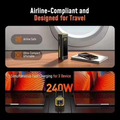 AOHI The Future Starship Power Bank 240W 27600mAh Large Capacity LED Display Power Bank with 3FT C-C Cable Two-way Quick Charge