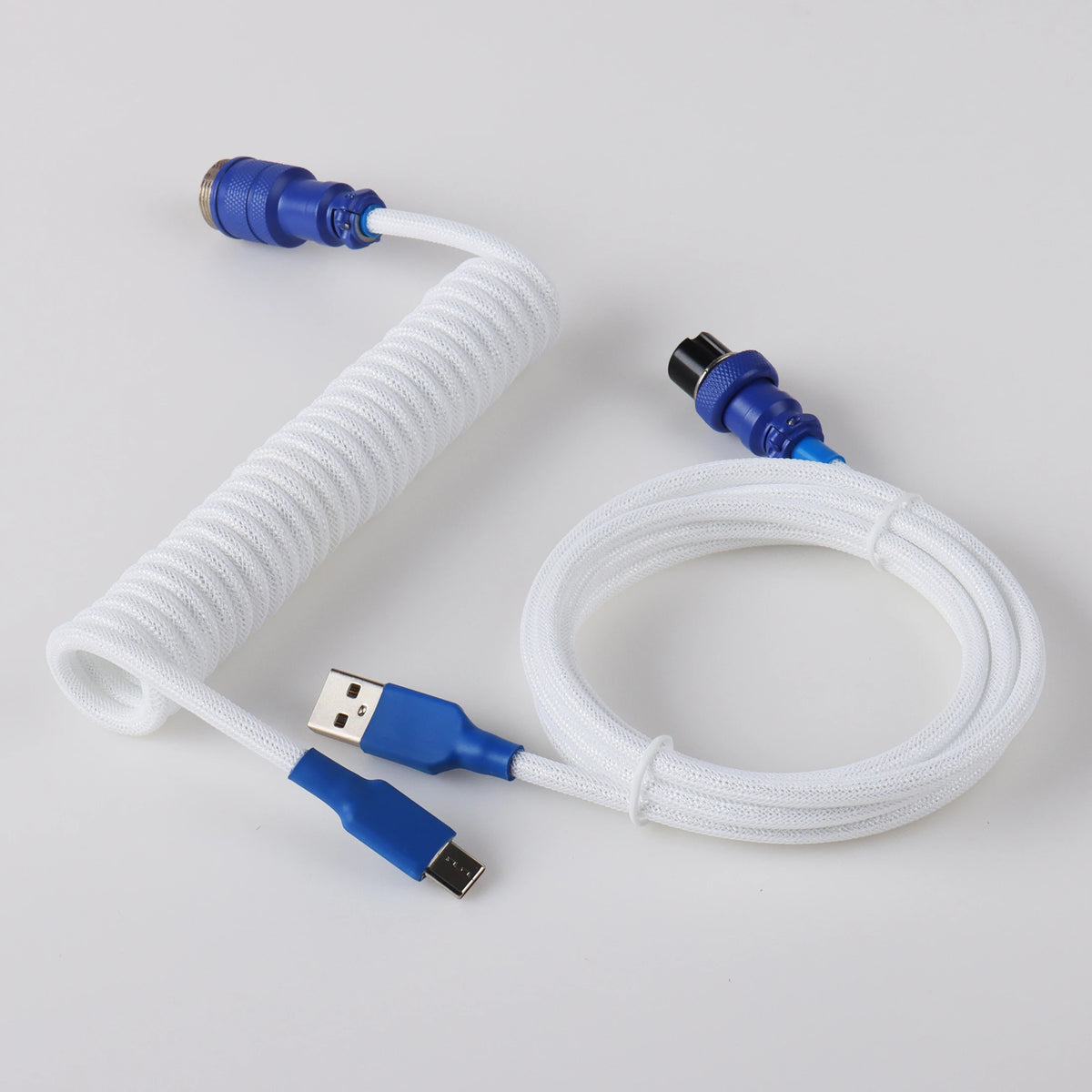 LANO Custom Paracord Coiled Mechanical Keyboard Type C Data Spring Cable GX16 Aviator Coil Spiral Usb C for Gaming Coiled Cable
