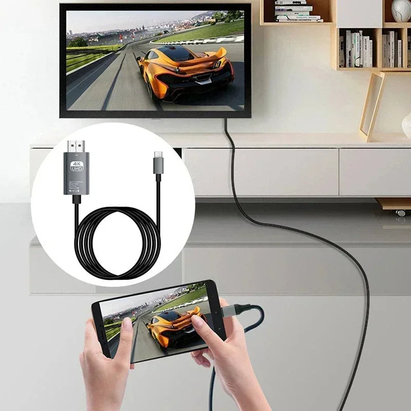 USB C to HDMI 4K 60Hz Adapter Cable Type C HDTV Converter for iPhone 15 iPad MacBook Air Samsung Laptop and TV Display