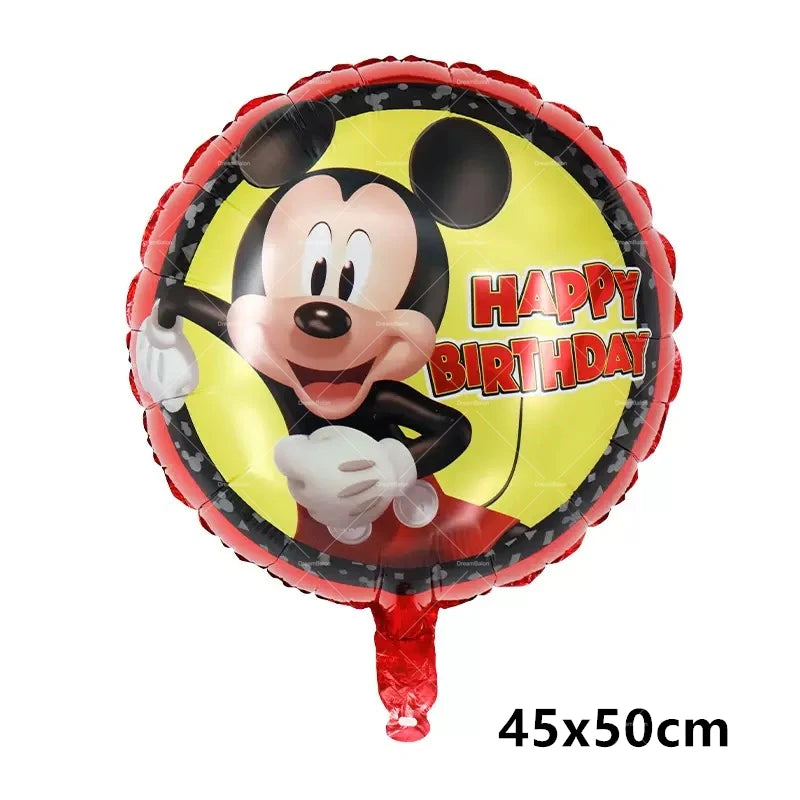 Mickey Balloon Cartoon Mouse Minnie Decorations Party Happy Birthday Banner Cake Topper Disposable Tableware Background Gift Bag