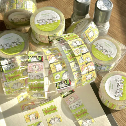 200pcs/Roll Transparent Cute Cats Stickers for Kids Funny Animal MEME Decals Waterproof  Decorative Scrapbooking Phone Case