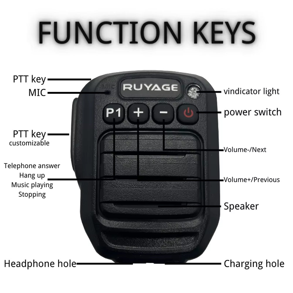 Ruyage HB980 Bluetooth PTT Hand Microphone for Zello Walkie Talkie App