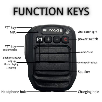 Ruyage HB980 Bluetooth PTT Hand Microphone for Zello Walkie Talkie App