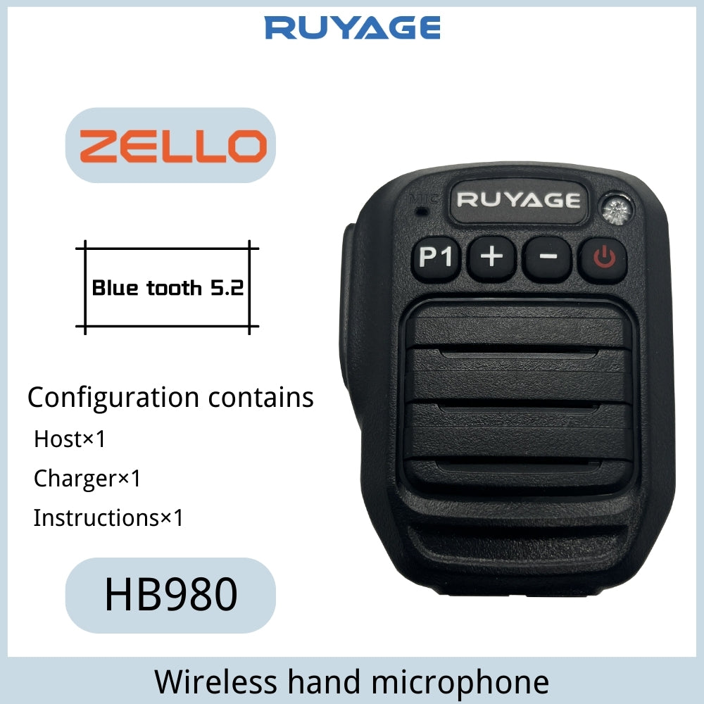 Ruyage HB980 Bluetooth PTT Hand Microphone for Zello Walkie Talkie App