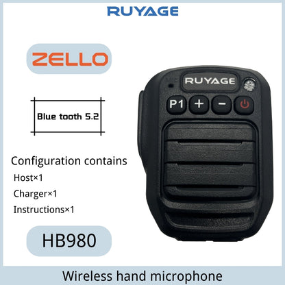 Ruyage HB980 Bluetooth PTT Hand Microphone for Zello Walkie Talkie App