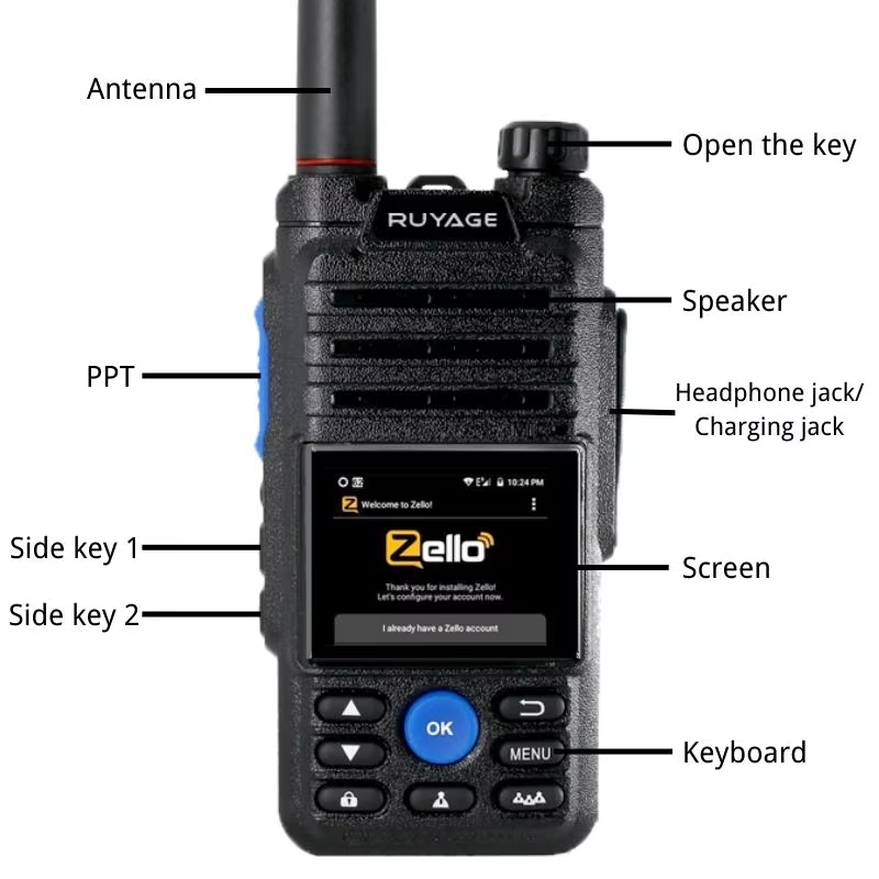 Ruyage ZL50 Zello Push-to-Talk 4G LTE Long Range PoC Radio
