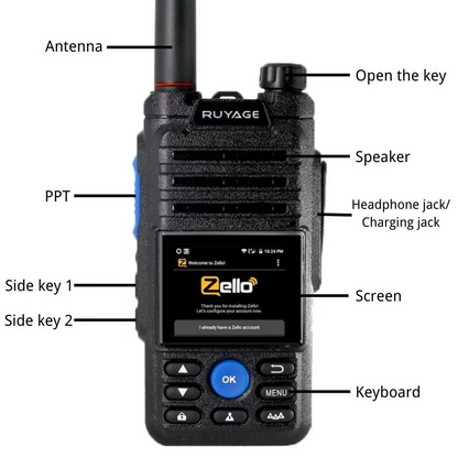 Ruyage ZL50 Zello Push-to-Talk 4G LTE Long Range PoC Radio