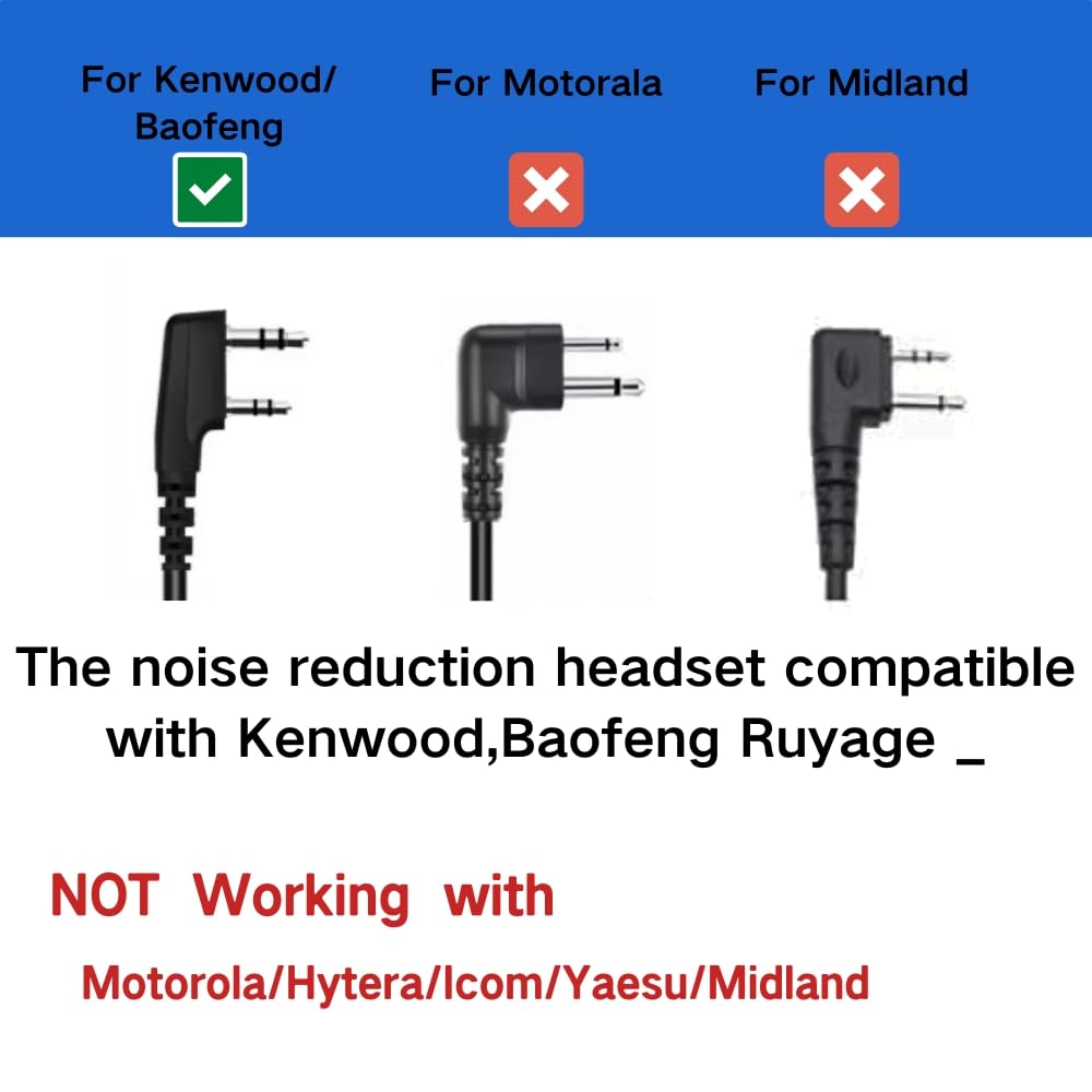 Ruyage AI Noise Reduction Headset Cable for Analog Two Way Radio