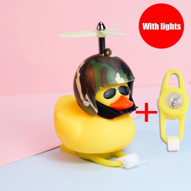 Normal Airscrew Helmet Standing Duck Broken Wind Small Yellow Duck Bike Motor Riding Cycling Lights Bicycle Accessories Rubber Yellow Duck Toy Bike Ornaments Yellow Duck With Proper Helmet Cool Decorations