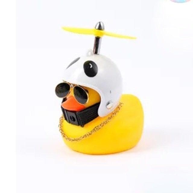 Normal Airscrew Helmet Standing Duck Broken Wind Small Yellow Duck Bike Motor Riding Cycling Lights Bicycle Accessories Rubber Yellow Duck Toy Bike Ornaments Yellow Duck With Proper Helmet Cool Decorations