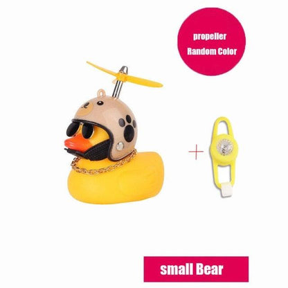 Small Yellow Bike Duck Bicycle Bell Luminous Airscrew Helmet Duck Ducky Bicycle Wind Motor Riding Cycling Lights Horn Rubber Duck Toy Car Ornaments Yellow Duck Car Dashboard Decorations Squeeze Duck Bicycle Horns With Propeller Helmet