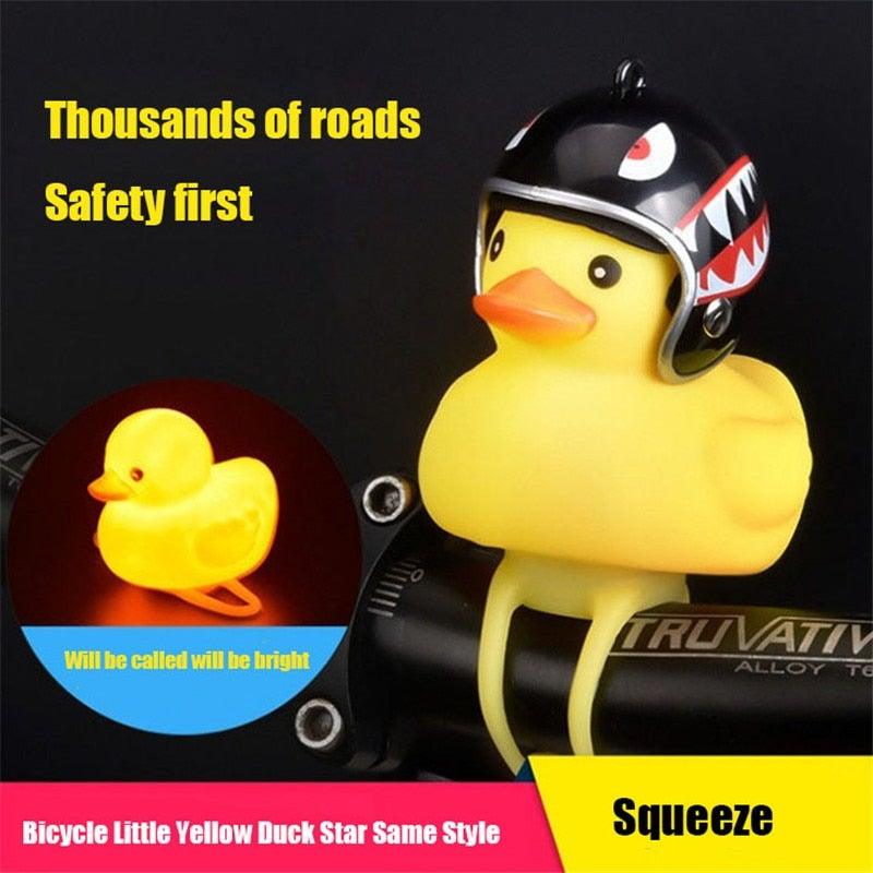Small Yellow Bike Duck Bicycle Bell Luminous Airscrew Helmet Duck Ducky Bicycle Wind Motor Riding Cycling Lights Horn Rubber Duck Toy Car Ornaments Yellow Duck Car Dashboard Decorations Squeeze Duck Bicycle Horns With Propeller Helmet